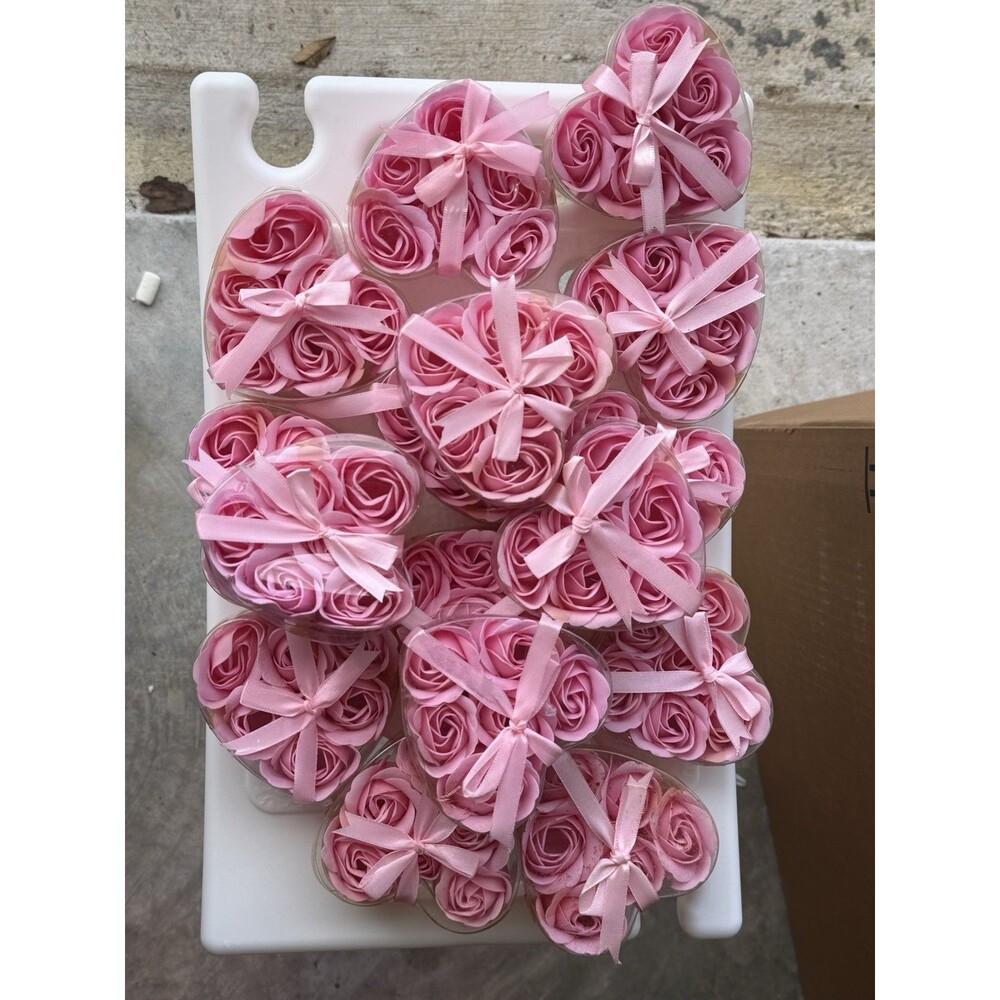 Pink Rose Soap Wedding Favors Flowers Gift Boxes Ribbons Party Decorations